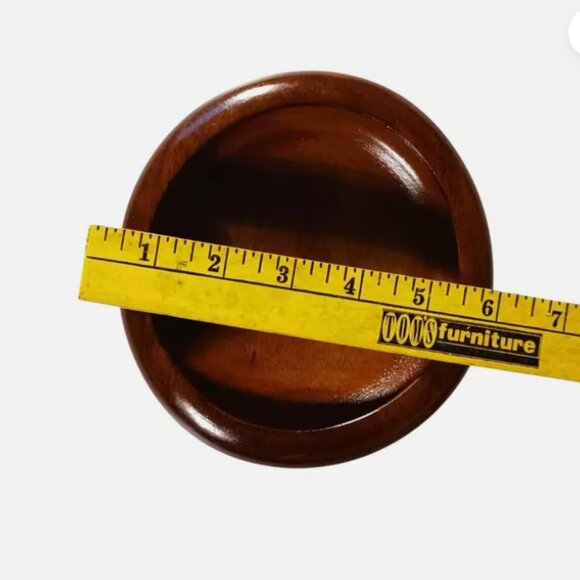 Vintage 6” Round Wood Bowl Mid Century Flat Rimmed Wooden Bowl Farmhouse - Picture 10 of 10